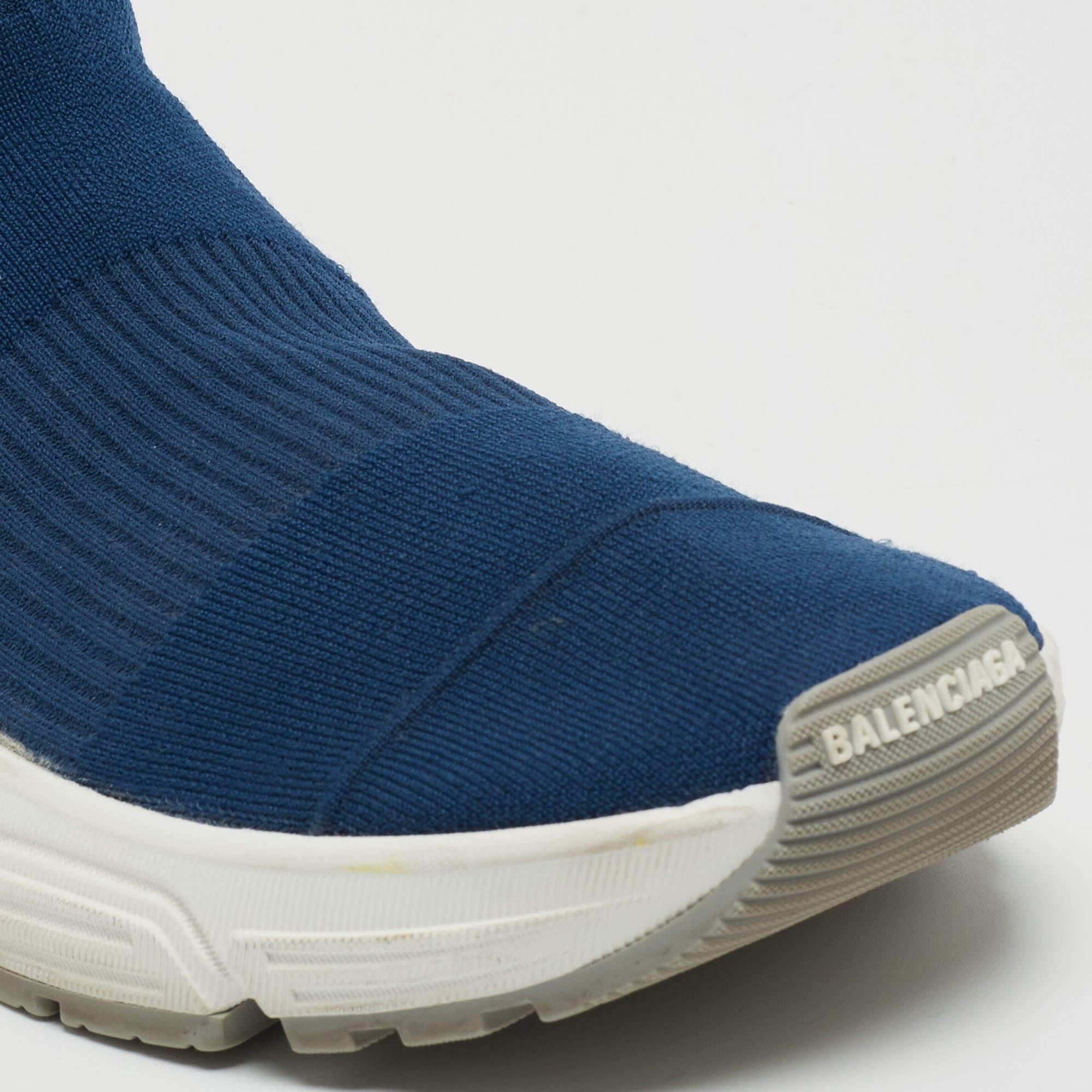 Balenciaga Blue Knit Fabric Speed Trainer Sneakers  1