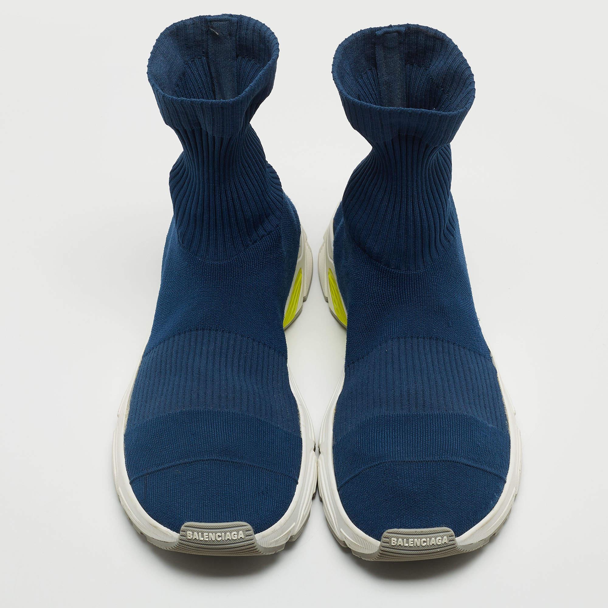 Balenciaga Blue Knit Fabric Speed Trainer Sneakers  2