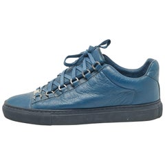 Balenciaga Blue Leather Arena Lace Up Sneakers Size 41