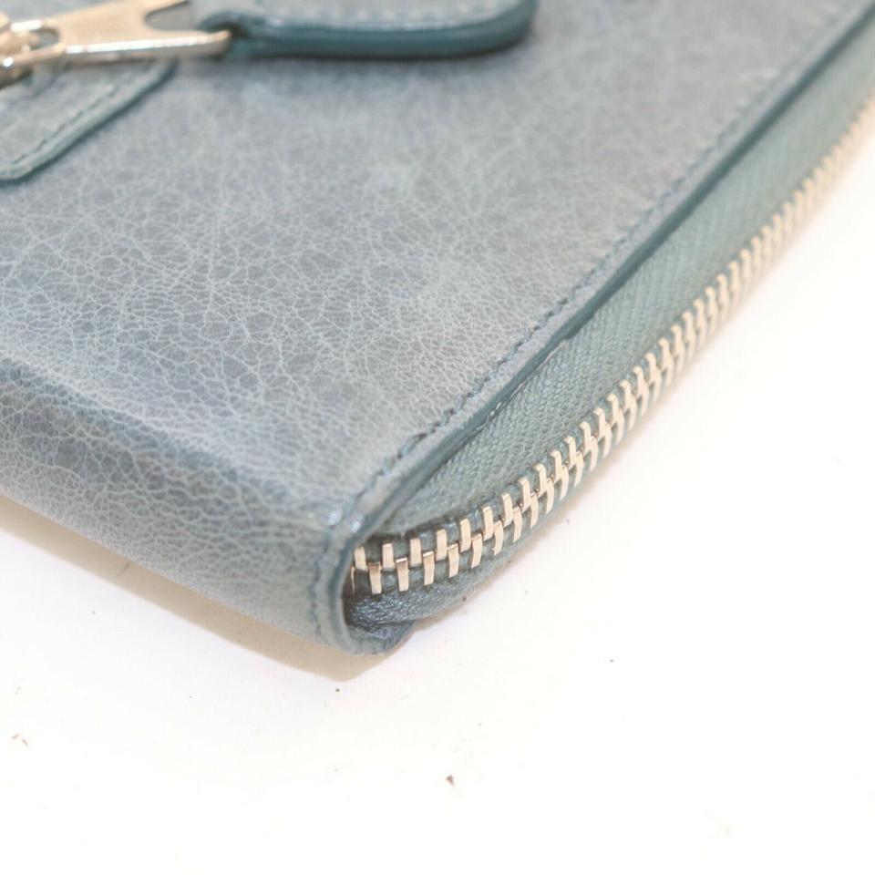 Gray Balenciaga Blue Leather Arena Zippy Wallet Long Zip Around 861786