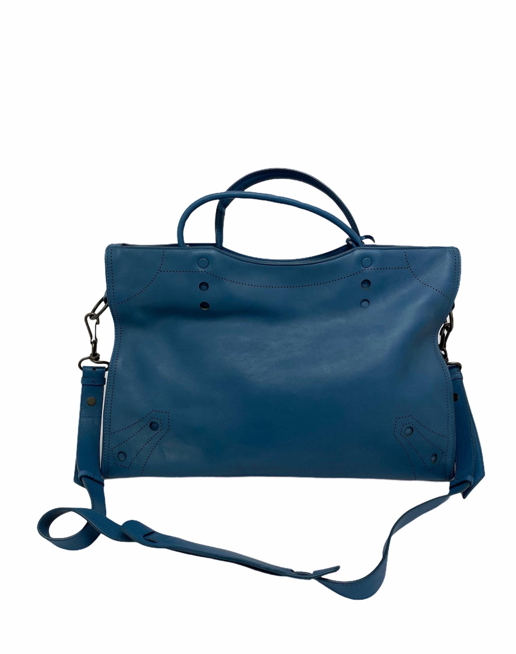 Balenciaga Blue Leather City Bag 3