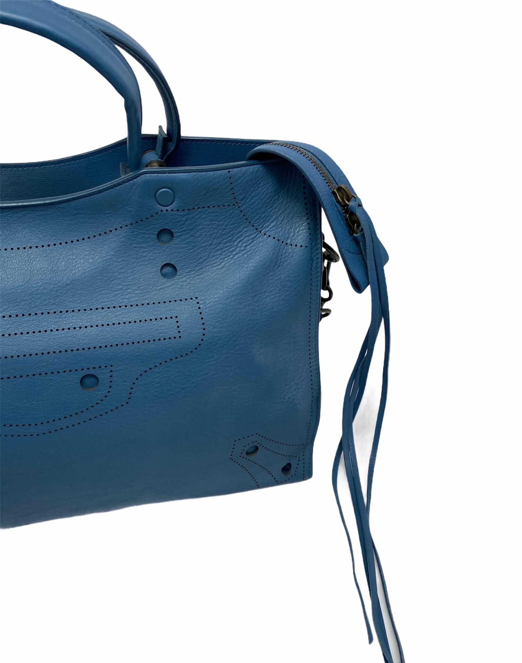 Balenciaga Blue Leather City Bag 4