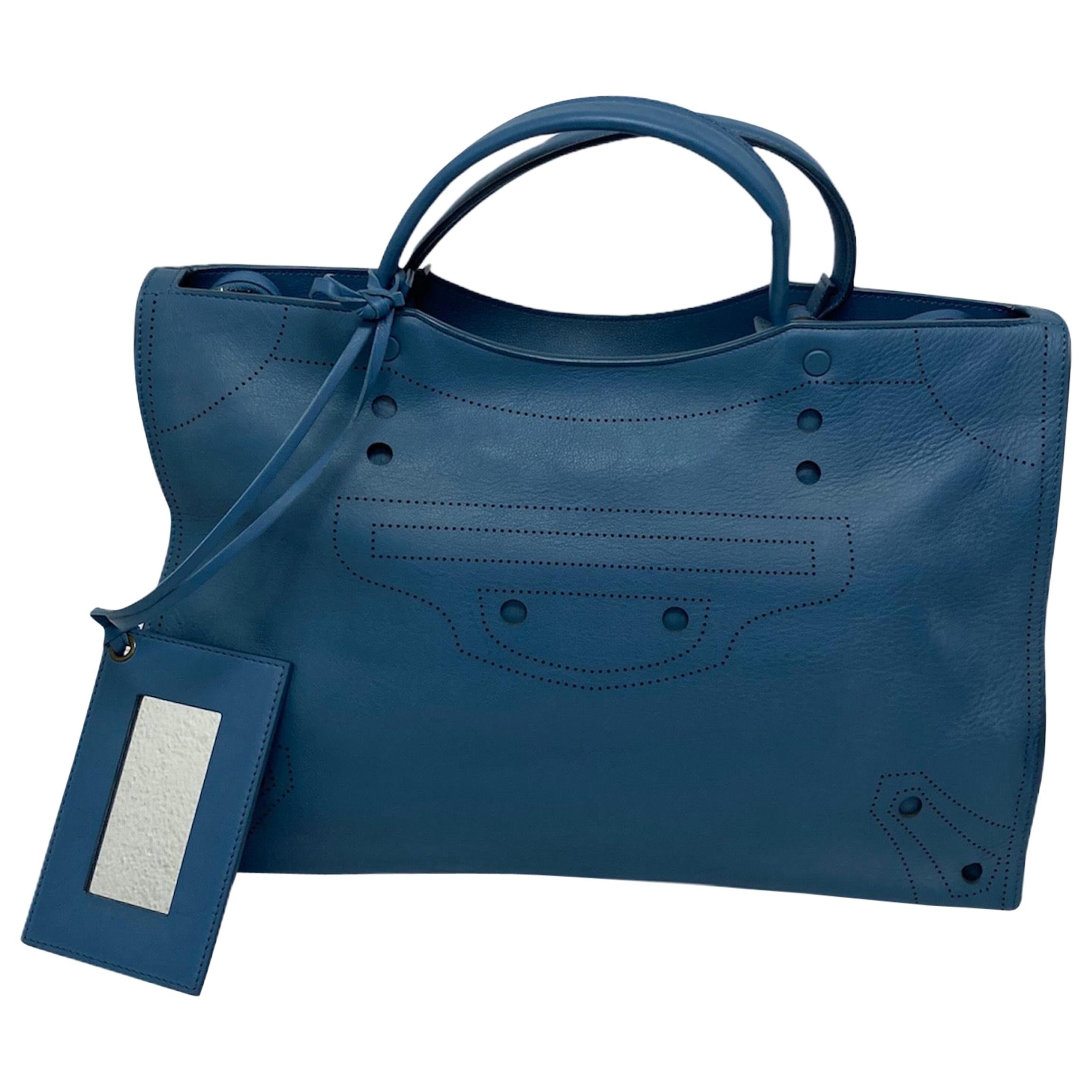 Balenciaga Blue Leather City Bag