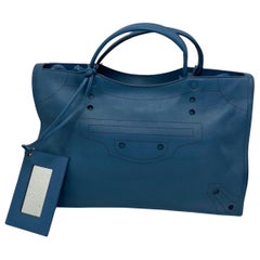 Used Balenciaga Blue Leather City Bag