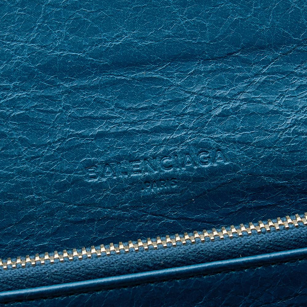Balenciaga Blue Leather City Wallet In Good Condition In Dubai, Al Qouz 2