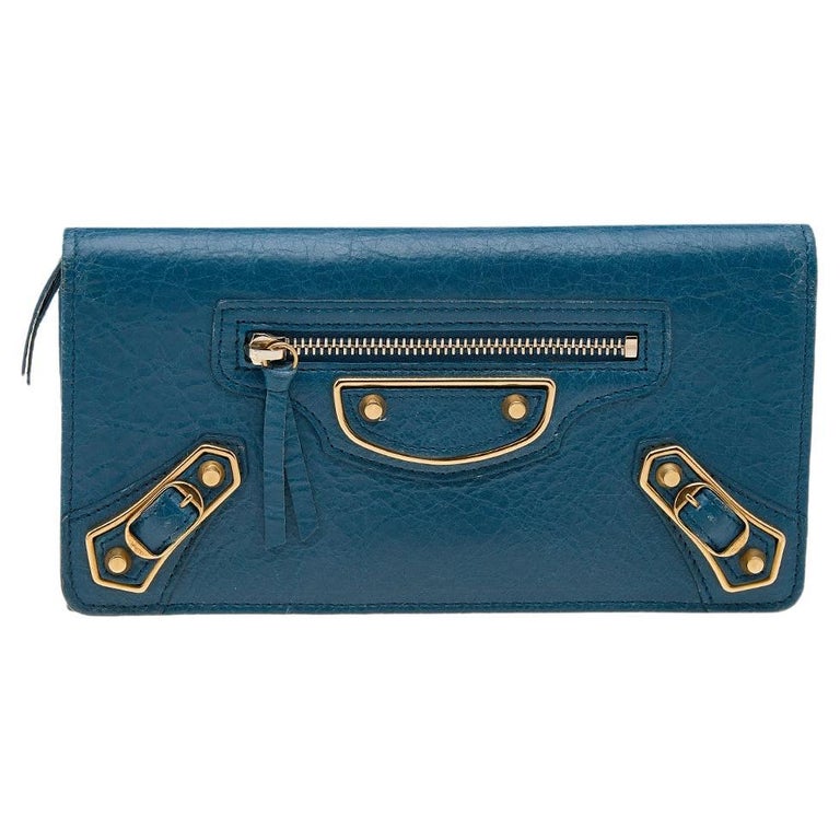 blue balenciaga wallet