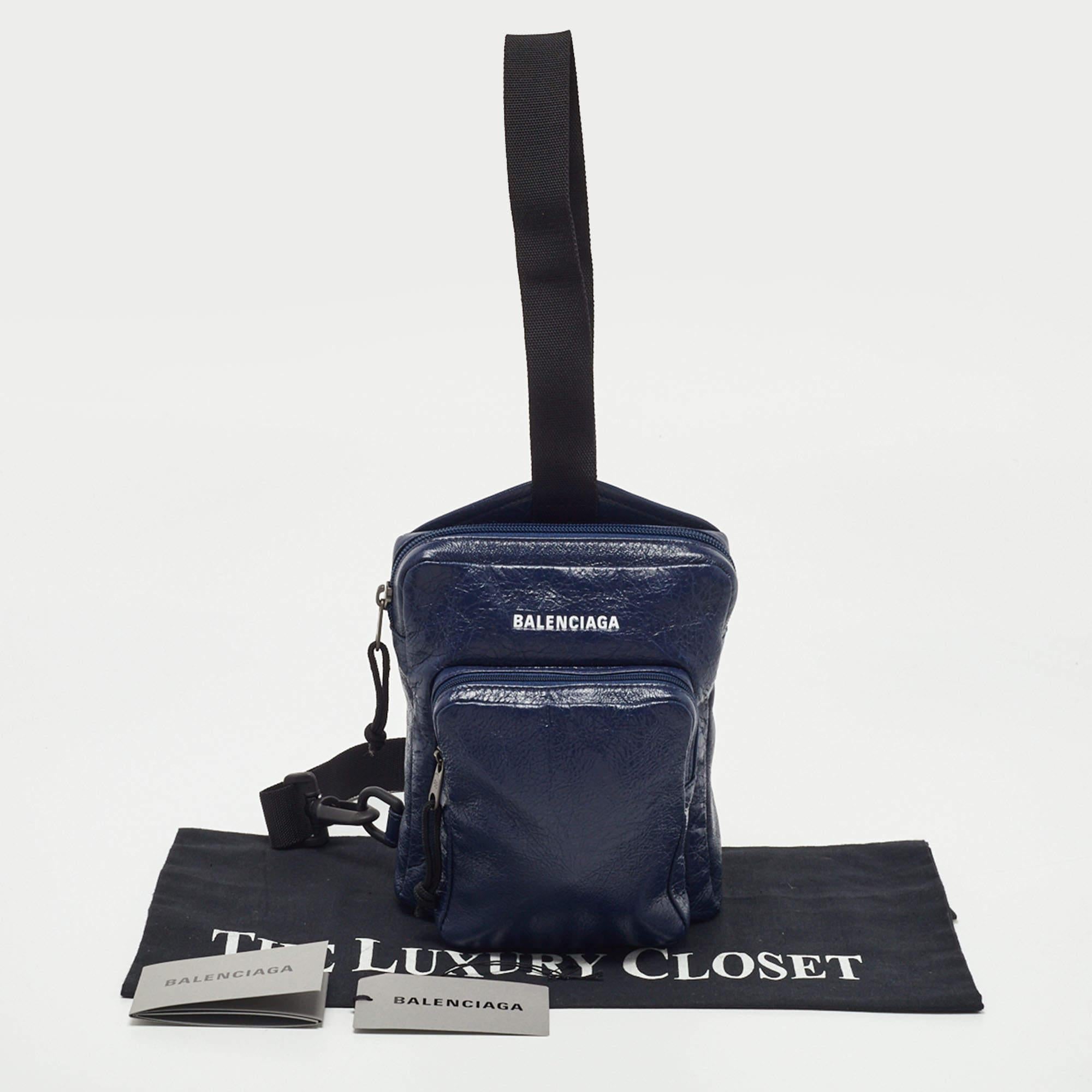 Balenciaga Blue Leather Explorer Crossbody Bag 8