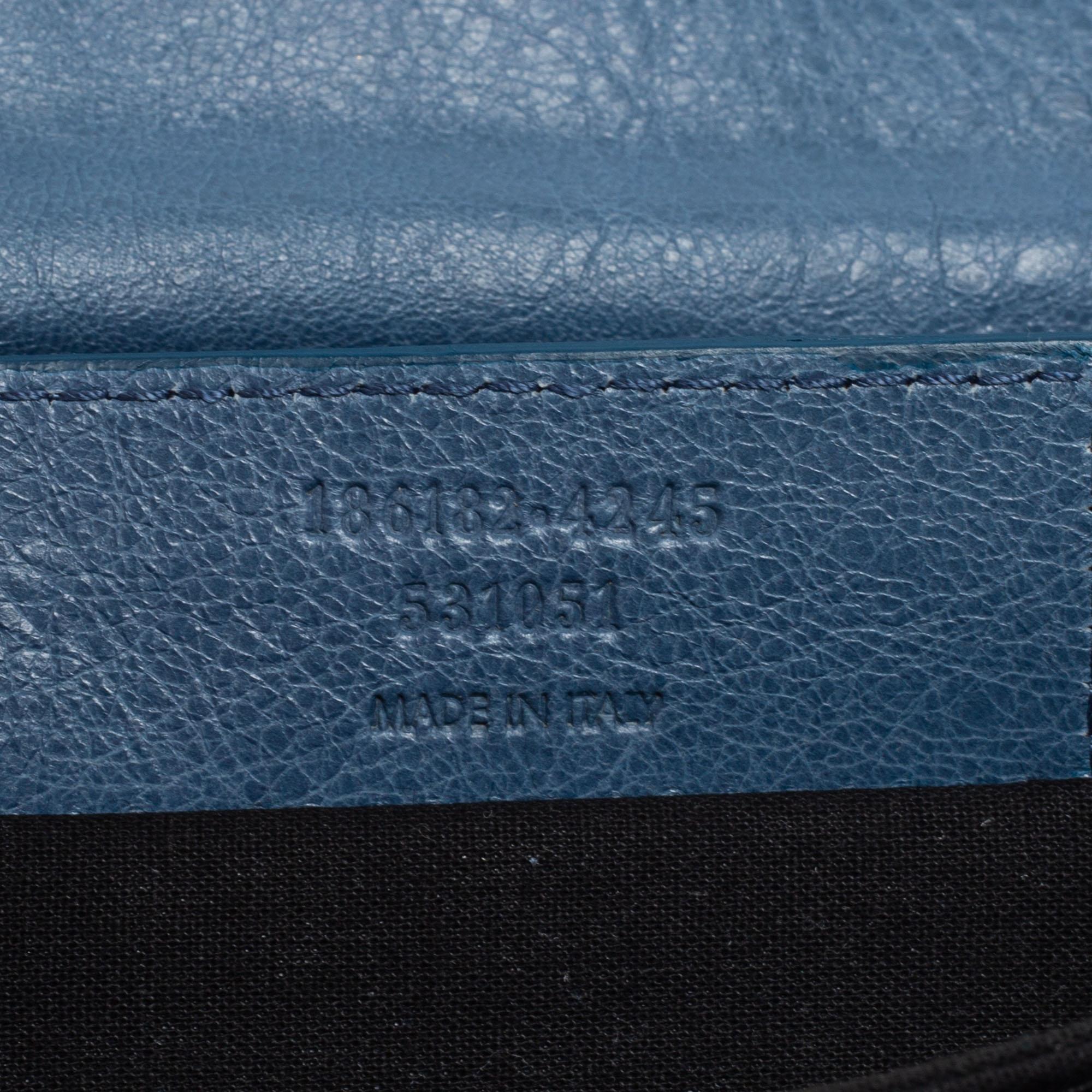 Gray Balenciaga Blue Leather GGH Envelope Clutch