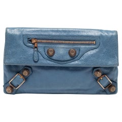 Balenciaga - Pochette enveloppe GGH en cuir bleu