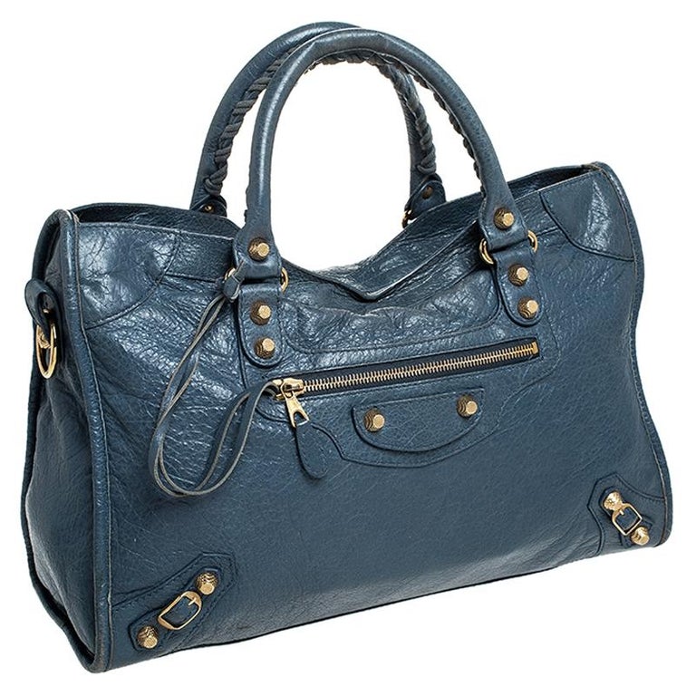 Balenciaga Blue Leather Gh City Bag For Sale At 1stdibs