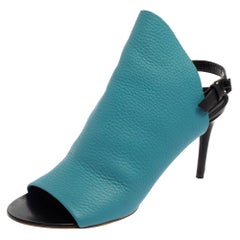 Balenciaga Blue Leather Glove Open Toe Slingback Sandals Size 37
