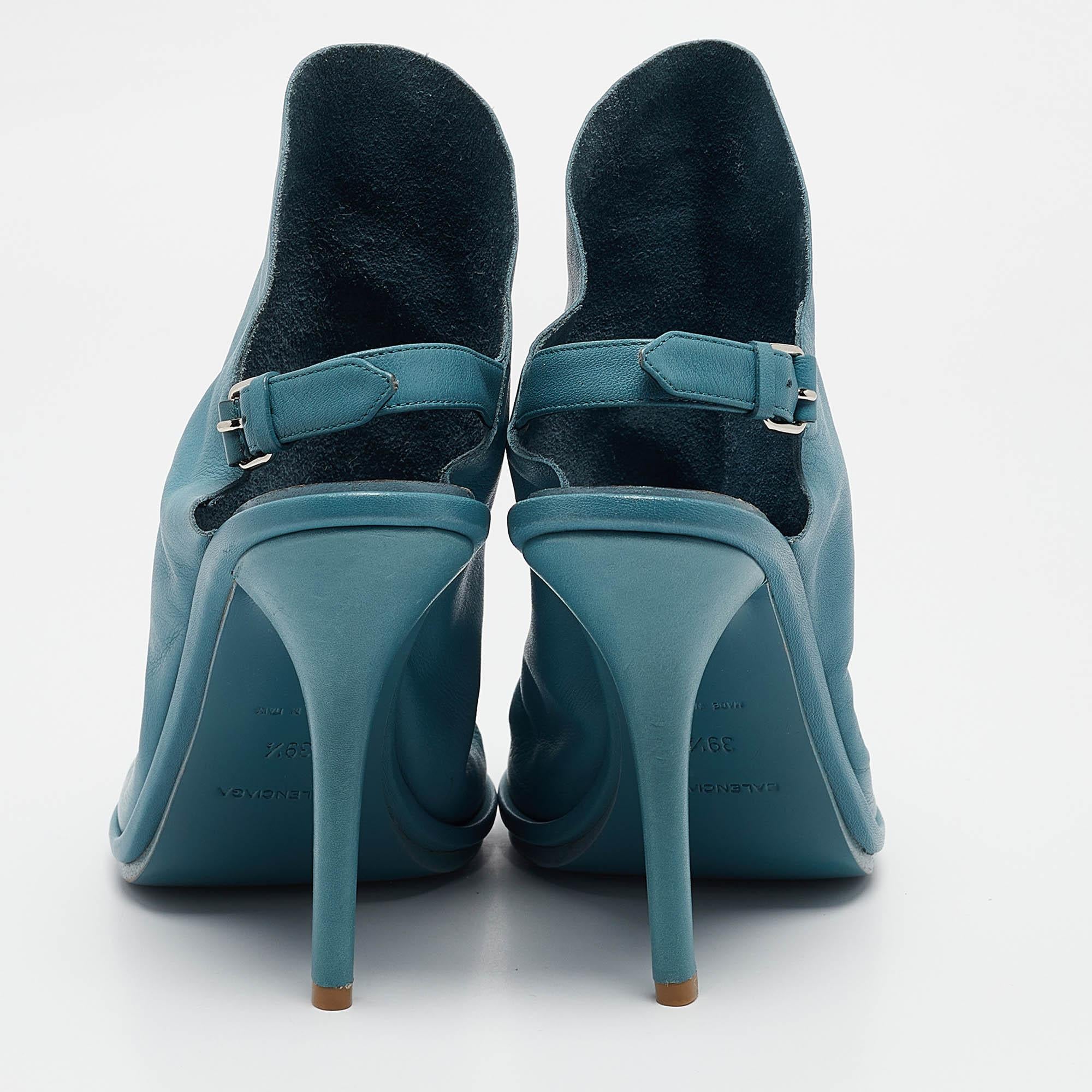 Balenciaga Blue Leather Glove Slingback Sandals Size 39.5 For Sale 1