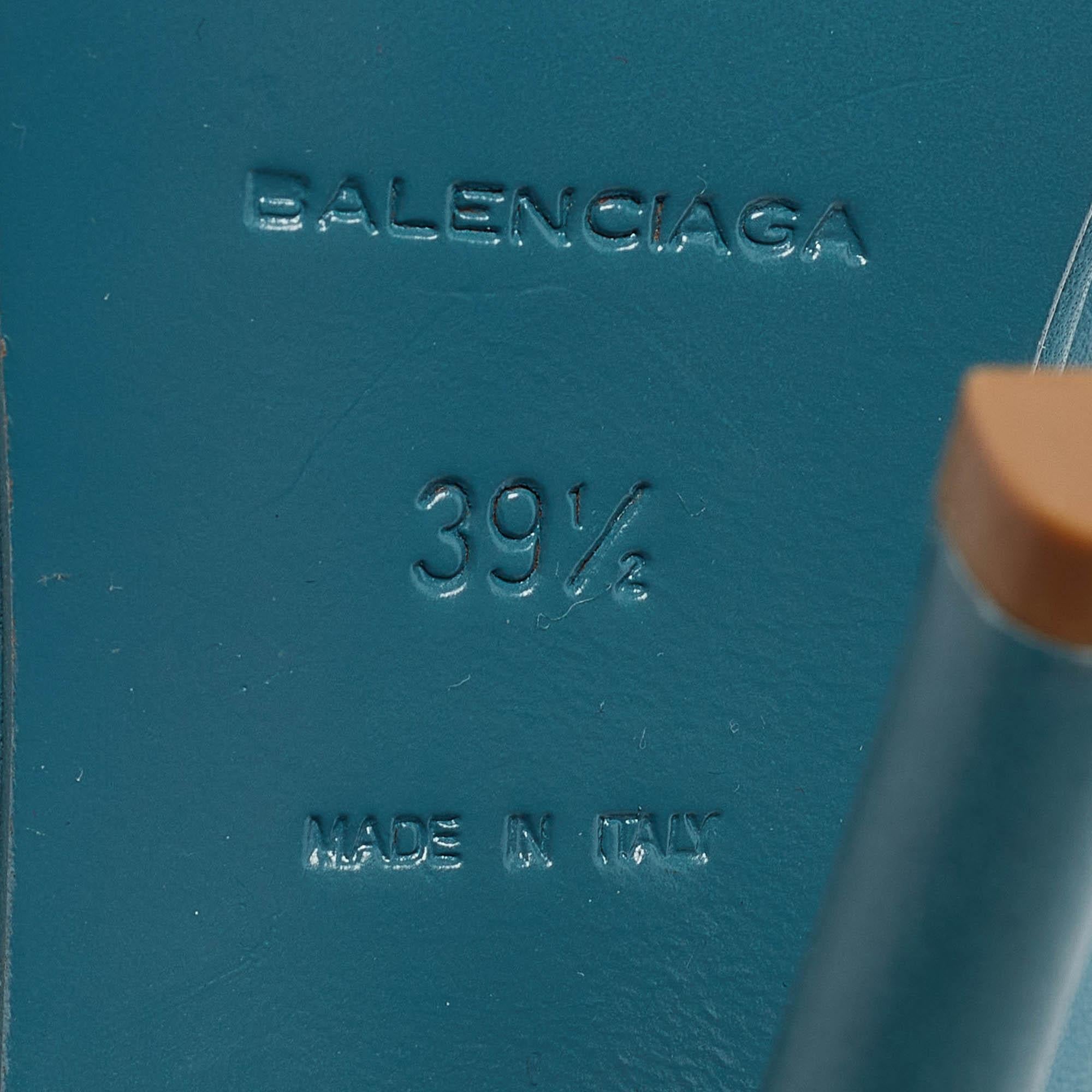 Balenciaga Blue Leather Glove Slingback Sandals Size 39.5 For Sale 4