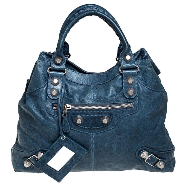 Balenciaga Blue Leather GSH Midday Bag at 1stDibs | balenciaga midday bag
