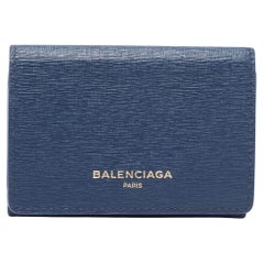 Balenciaga Blau Leder Mini Trifold Geldbörse