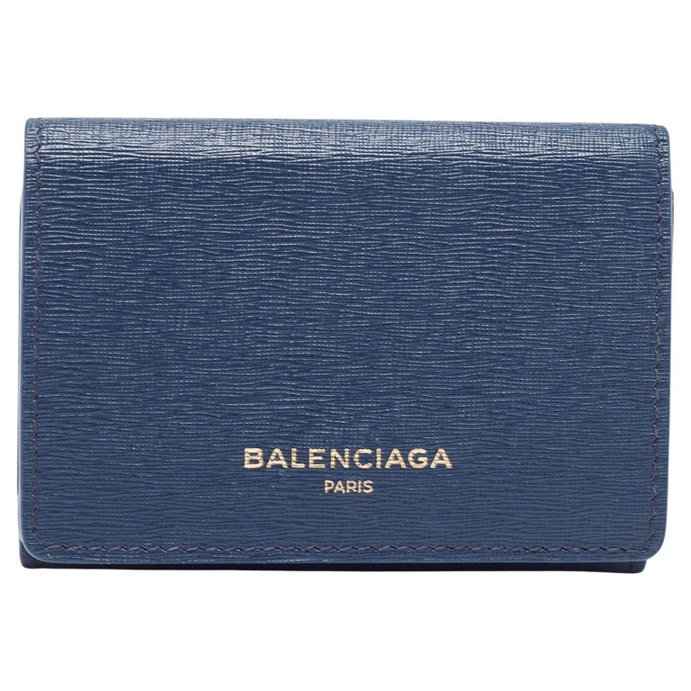 Balenciaga Blue Leather Mini Trifold Wallet For Sale at 1stDibs