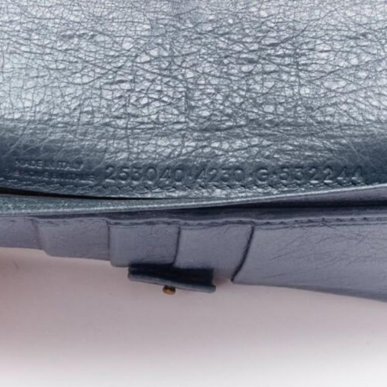 BALENCIAGA blue leather motorcycle long wallet on chain cluch bag 6