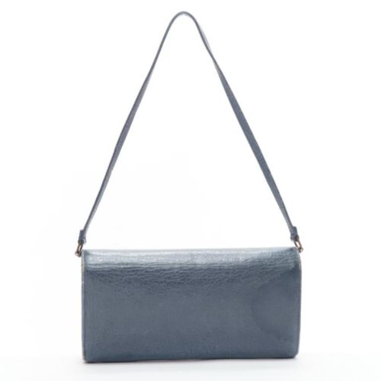 Women's BALENCIAGA blue leather motorcycle long wallet on chain cluch bag