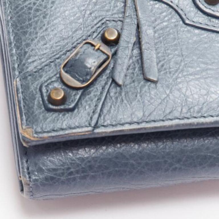 BALENCIAGA blue leather motorcycle long wallet on chain cluch bag 3