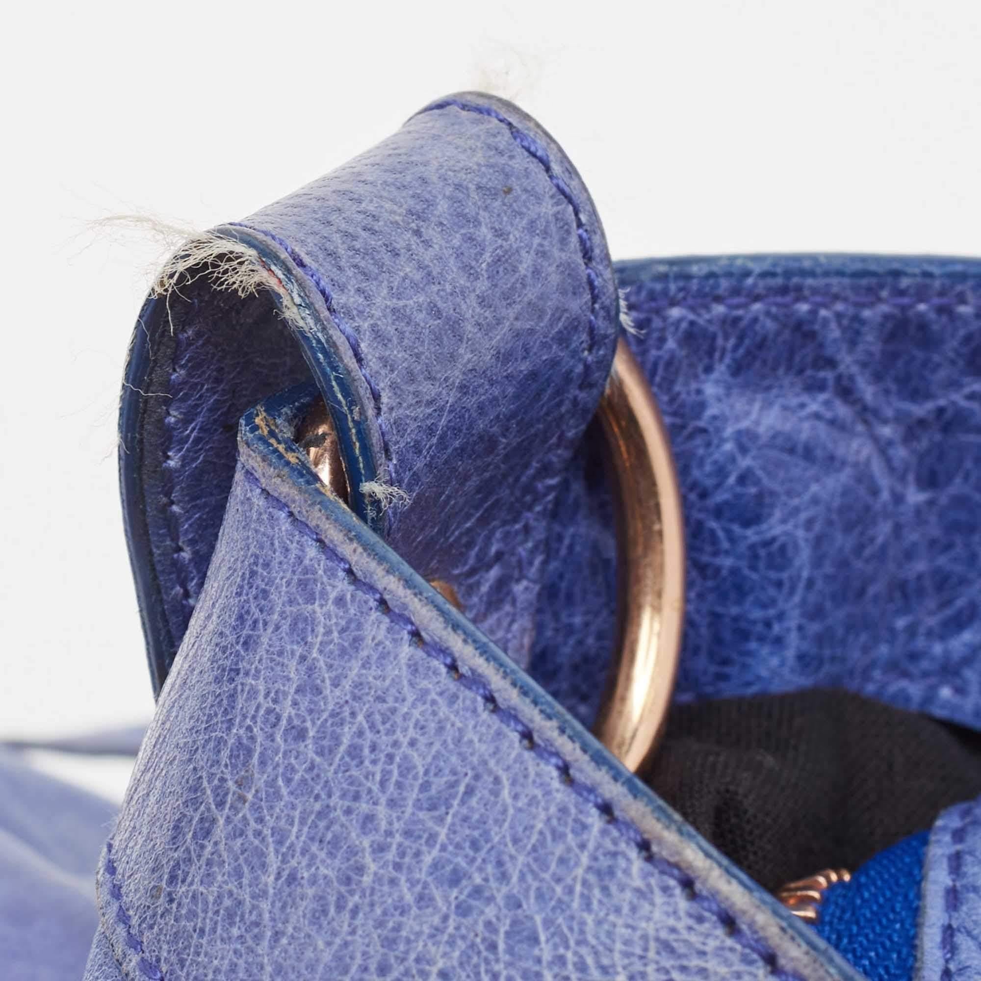 Balenciaga Blaues Leder Rose Gold Hardware Classic Town Tasche im Angebot 5