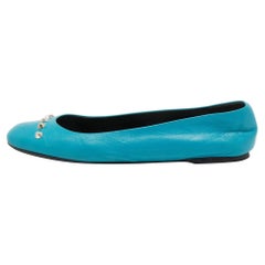 Balenciaga Blue Leather Studded Ballet Flats Size 40