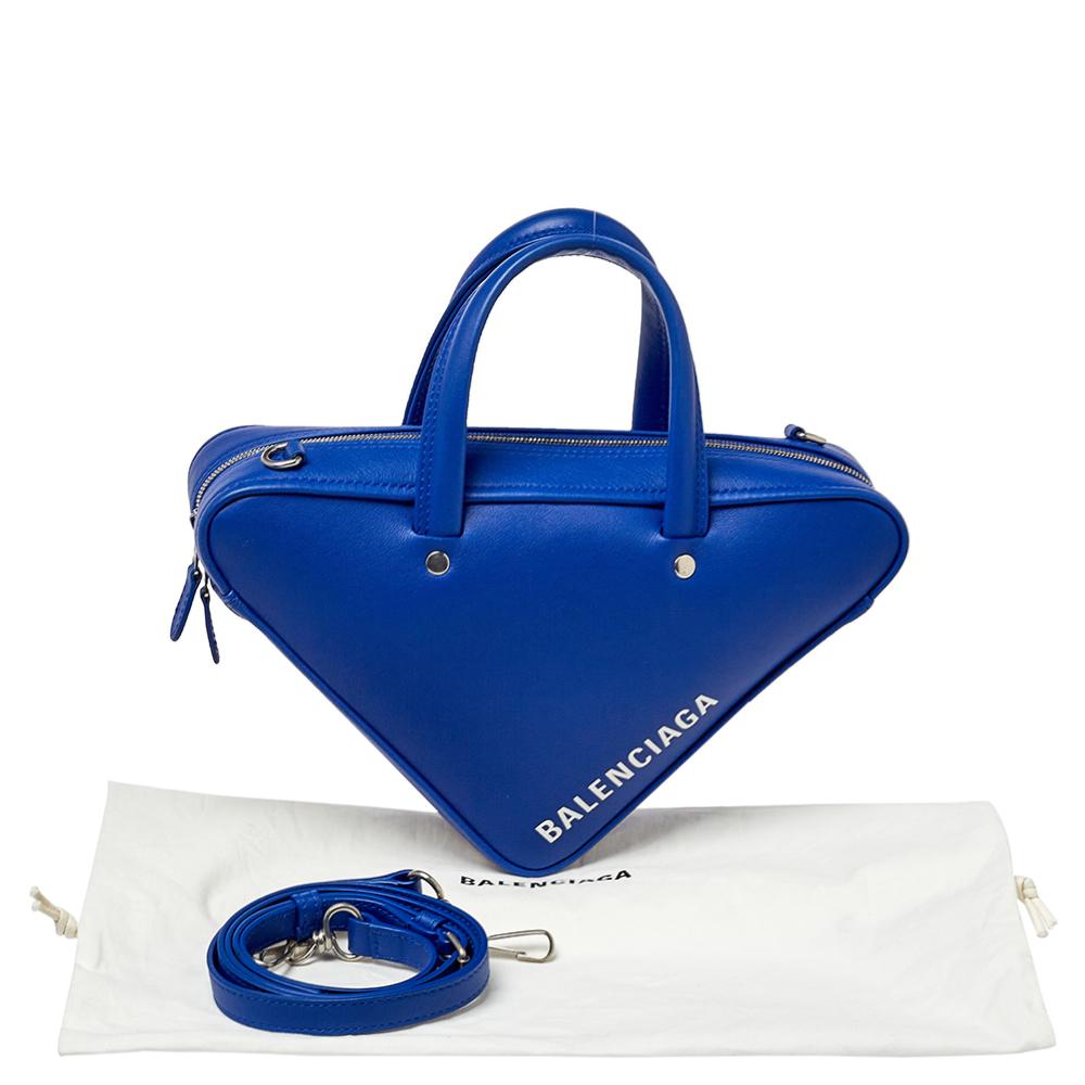 Balenciaga Blue Leather Triangle Electric Duffle Bag 7