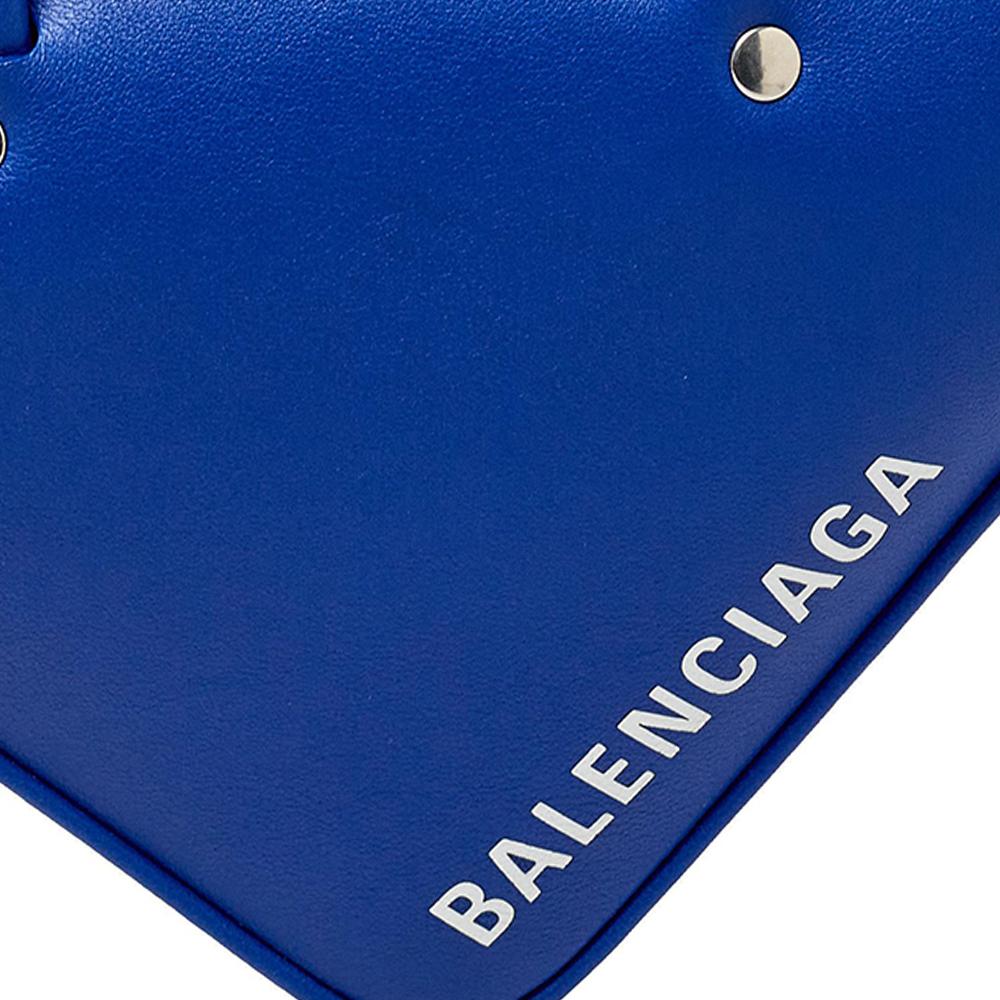 Balenciaga Blue Leather Triangle Electric Duffle Bag 4