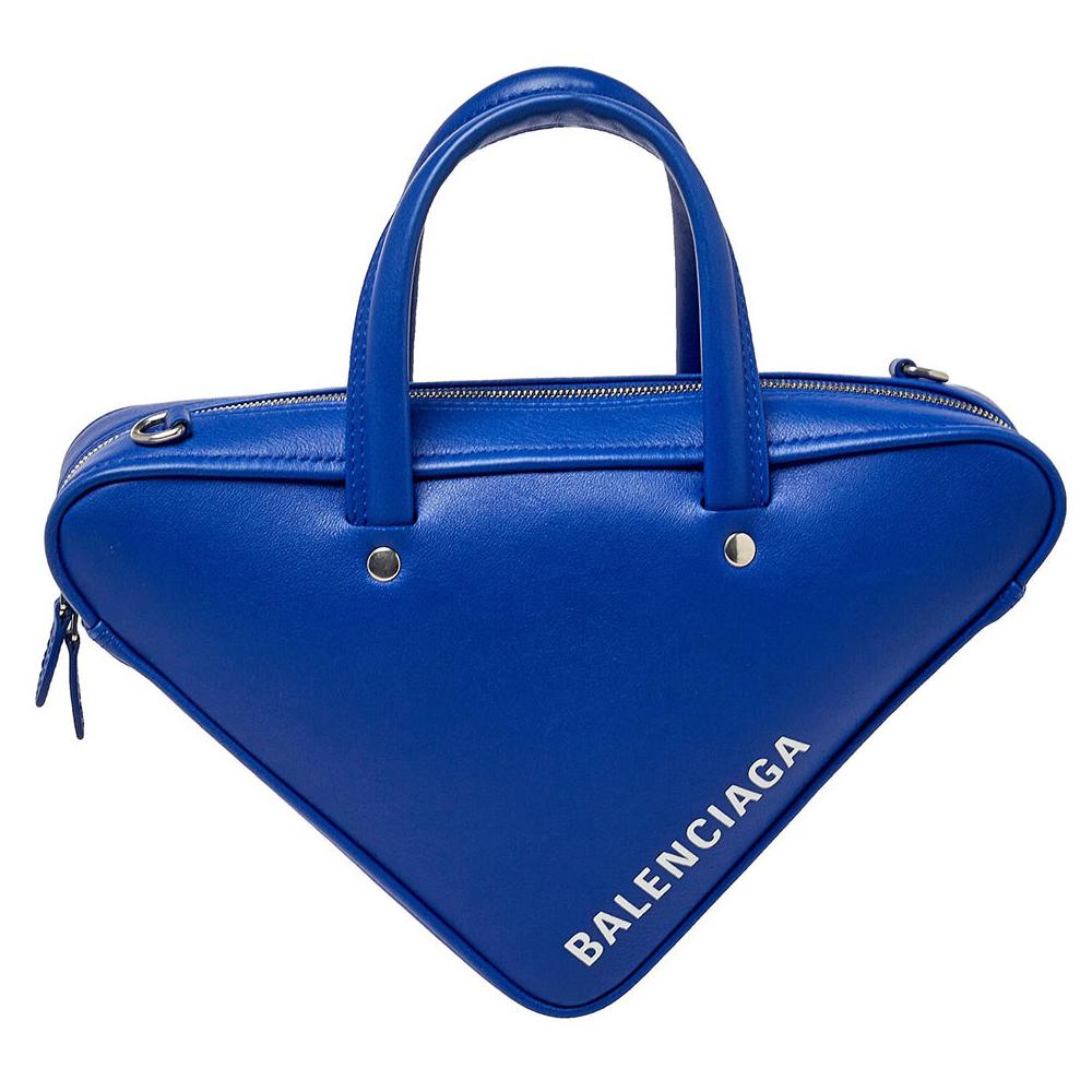 Balenciaga Blue Leather Triangle Electric Duffle Bag