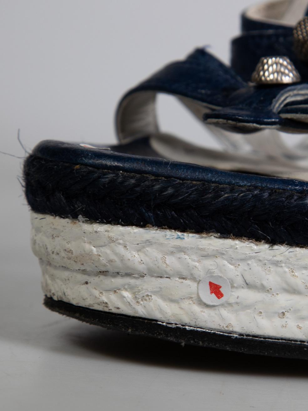 Sandales compensées Balenciaga en cuir bleu, taille IT 37 en vente 5