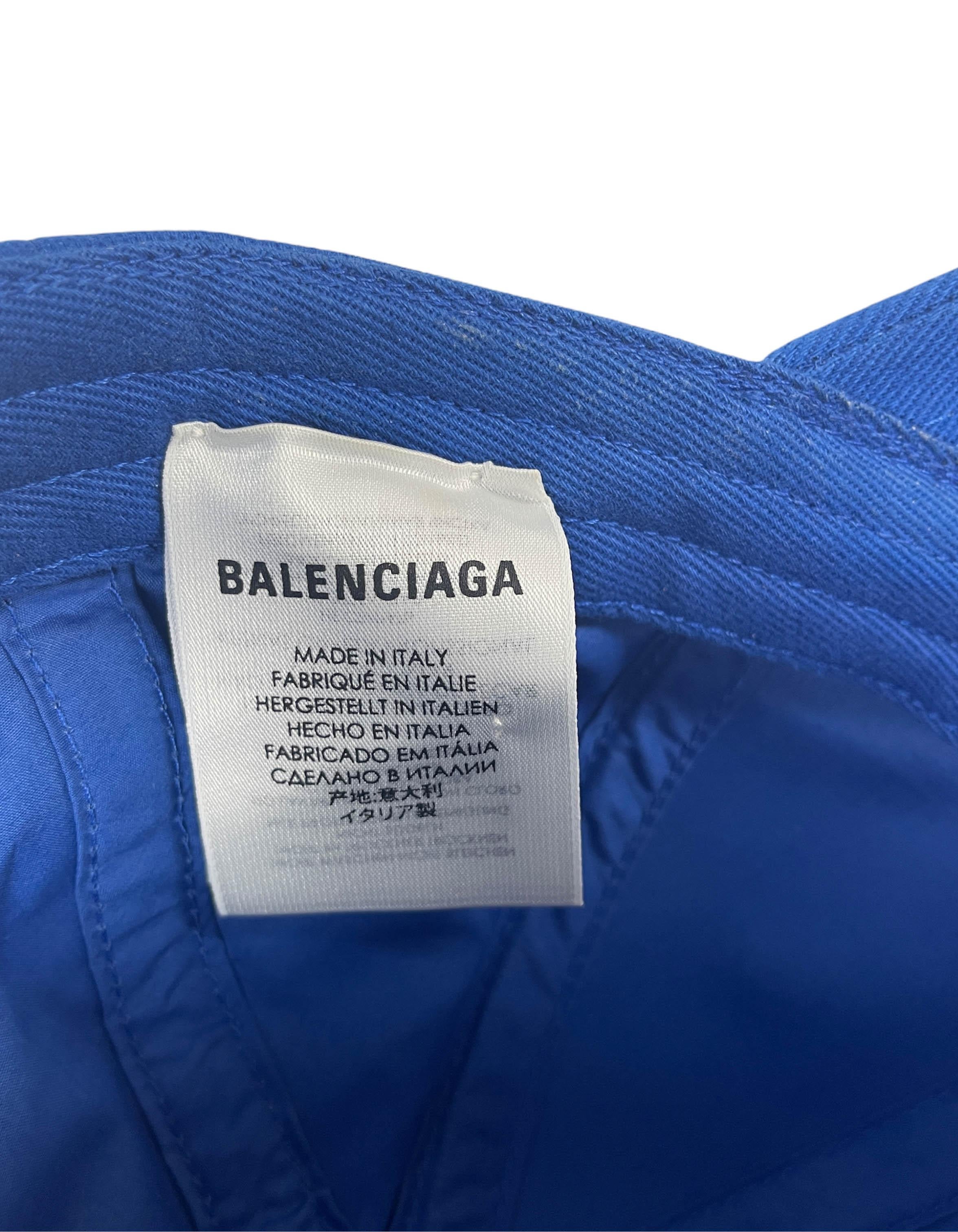 Balenciaga Blue Logo Embroidered Baseball Cap sz L 1