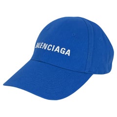 Balenciaga Blue Logo Embroidered Baseball Cap sz L