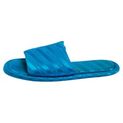 Balenciaga Blue Logo Fabric Hotel Flat Slides Size 40