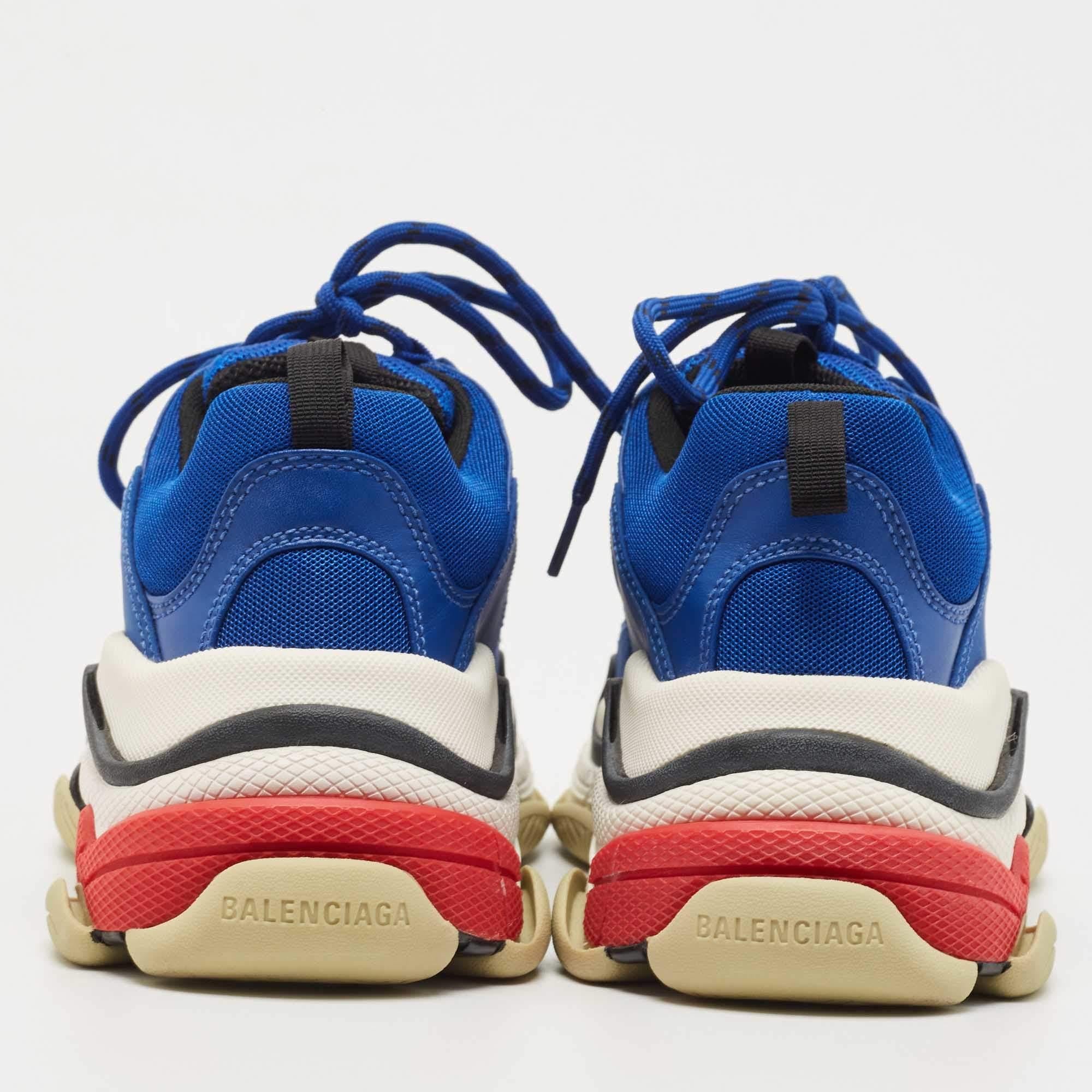 Balenciaga Blue Mesh and Leather Triple S Sneakers  1