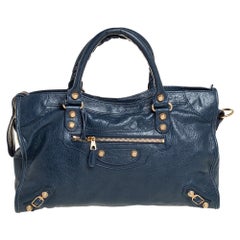 Balenciaga Blue Mineral Leather GGH City Tote