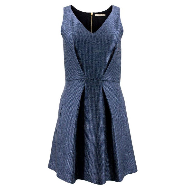 Balenciaga Blue Pleated Dress - Size US 4 at 1stDibs