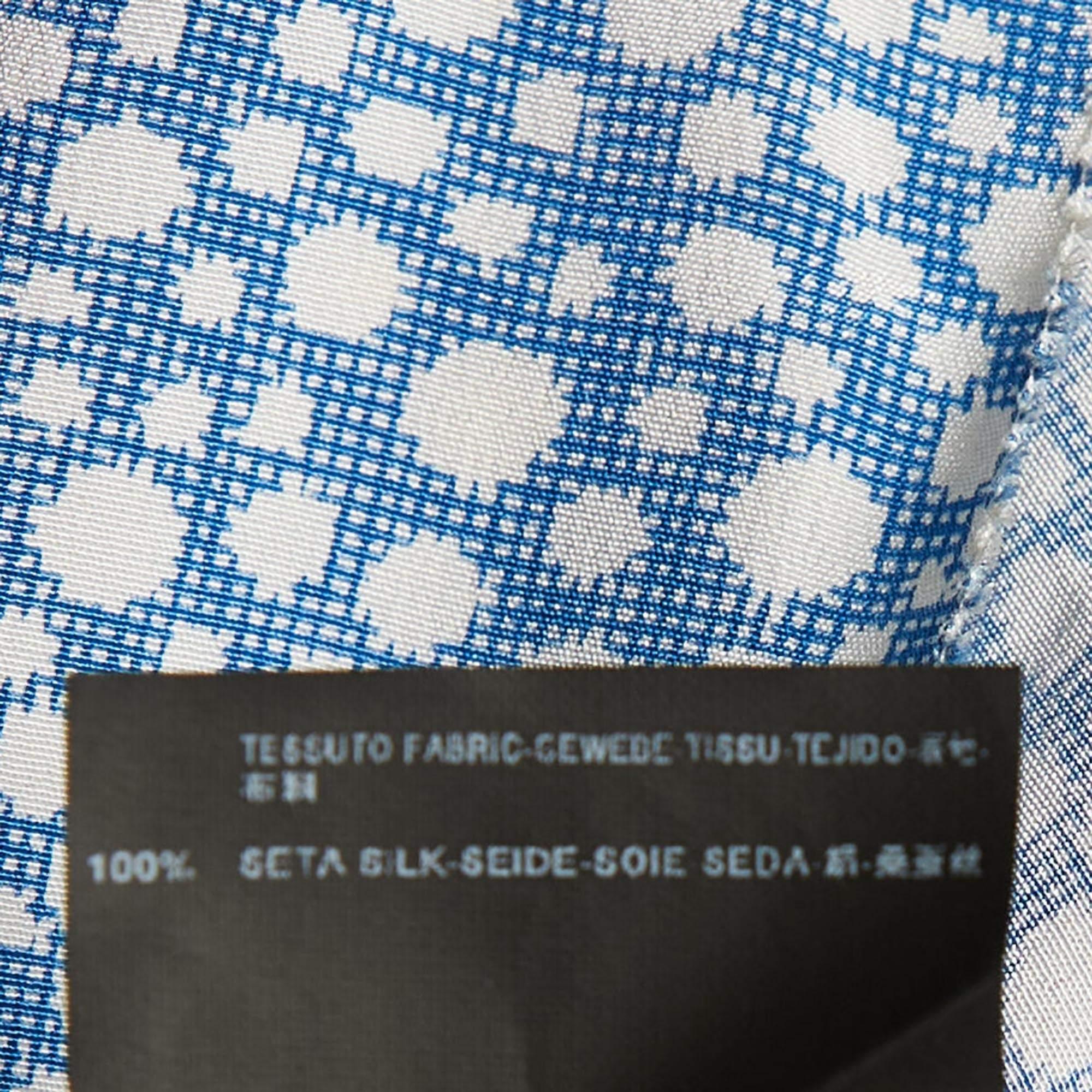 Balenciaga Blue Printed Silk Oversized Mini Dress S 3
