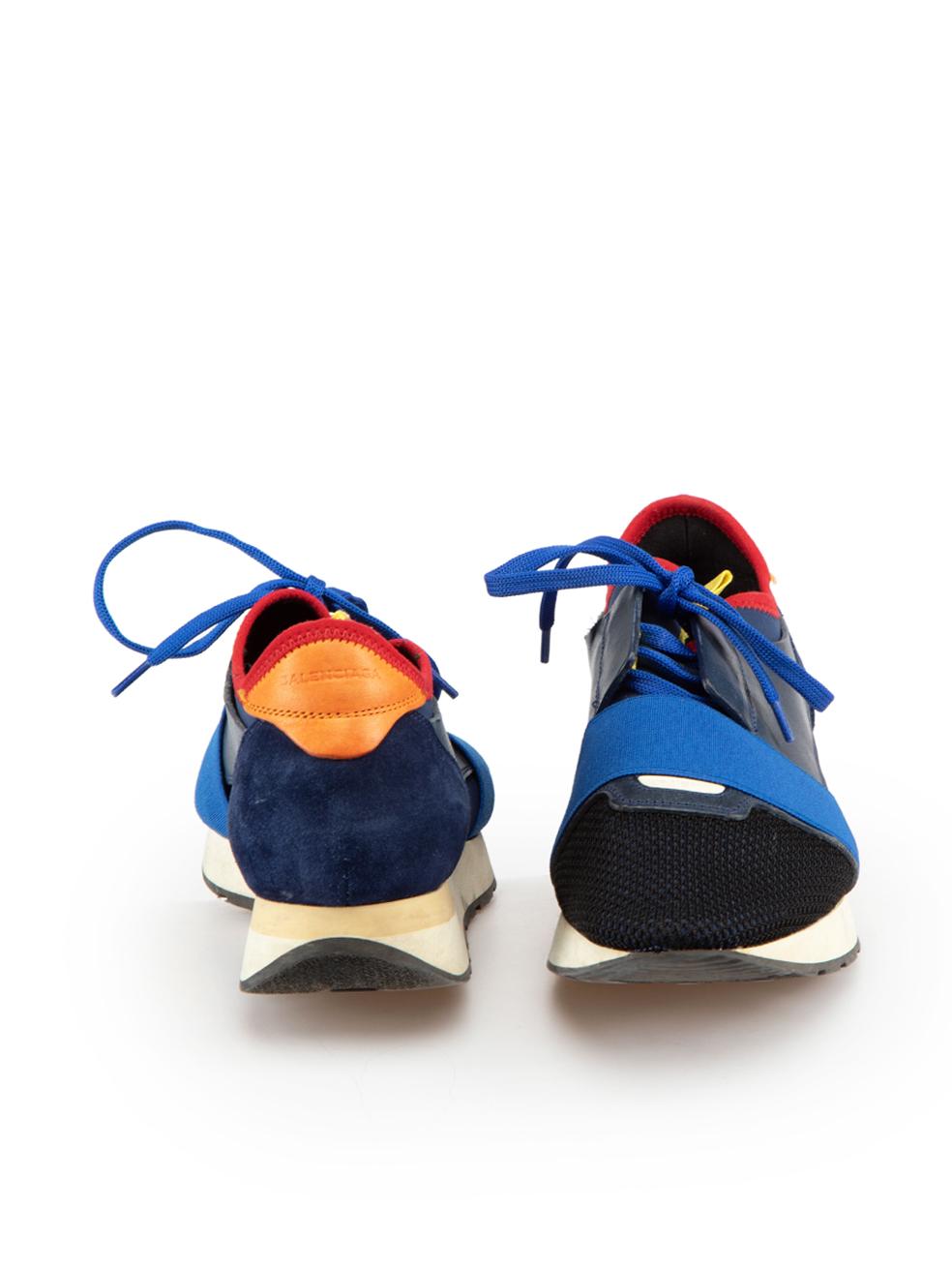 Balenciaga Blue Race Runner Trainers Size IT 39 In Good Condition For Sale In London, GB