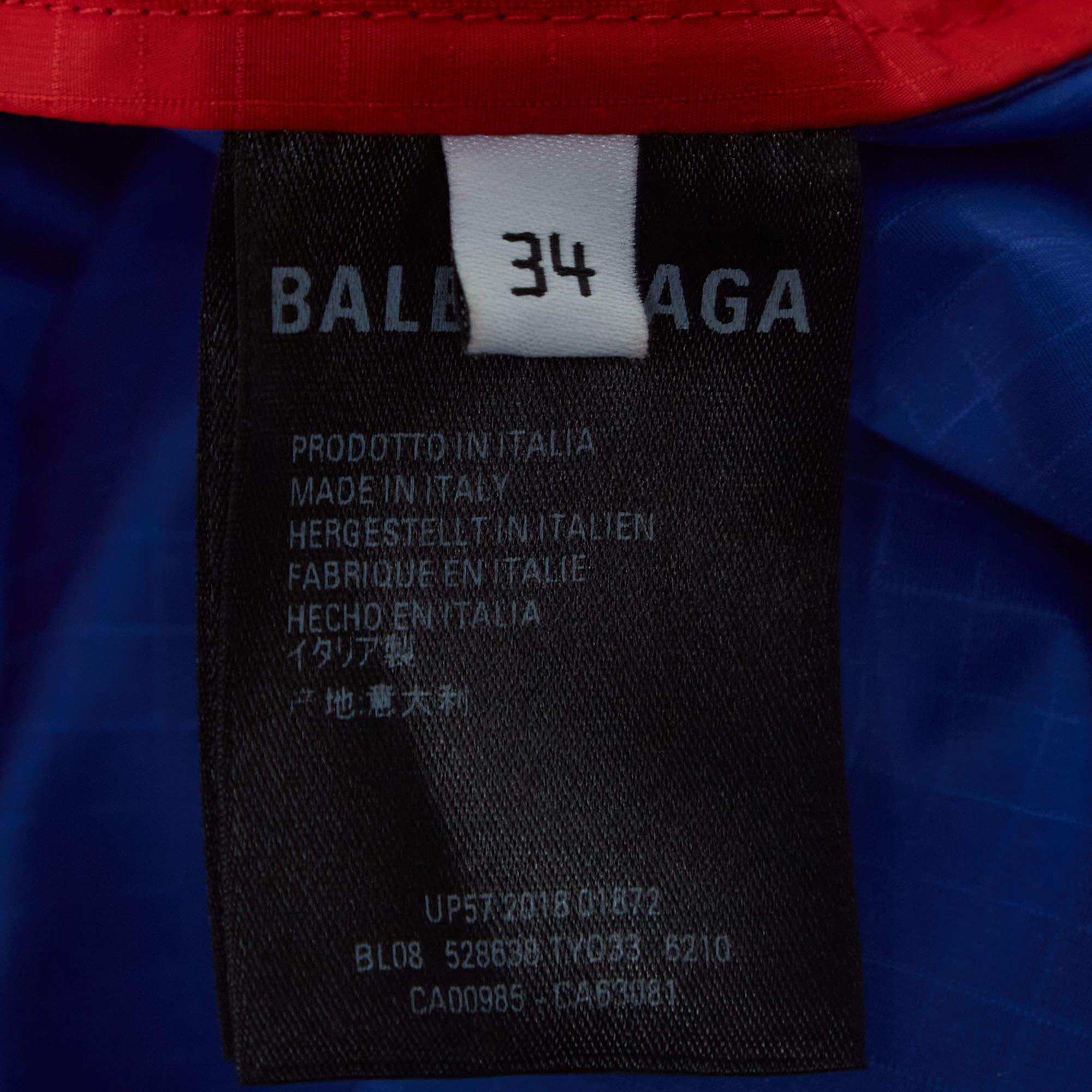 Women's Balenciaga Blue/Red Logo Print Synthetic Windbreaker Jacket S For Sale