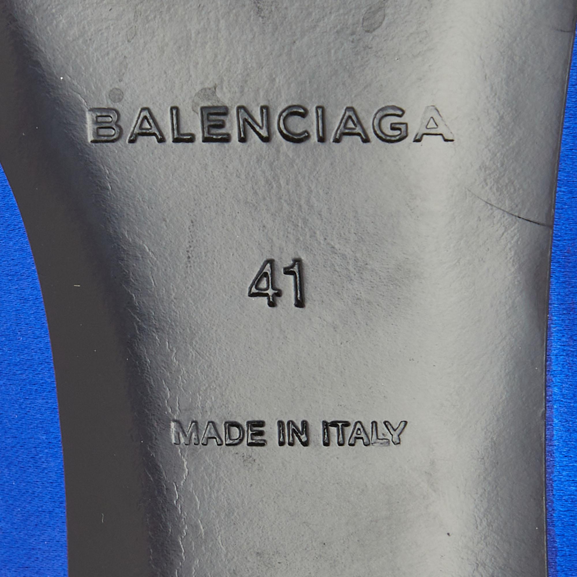Balenciaga Blue Satin Knife Bow Slingback Pumps Size 41 3