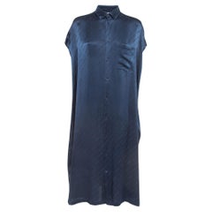 Balenciaga Blue Silk Oversized Shirt Dress M