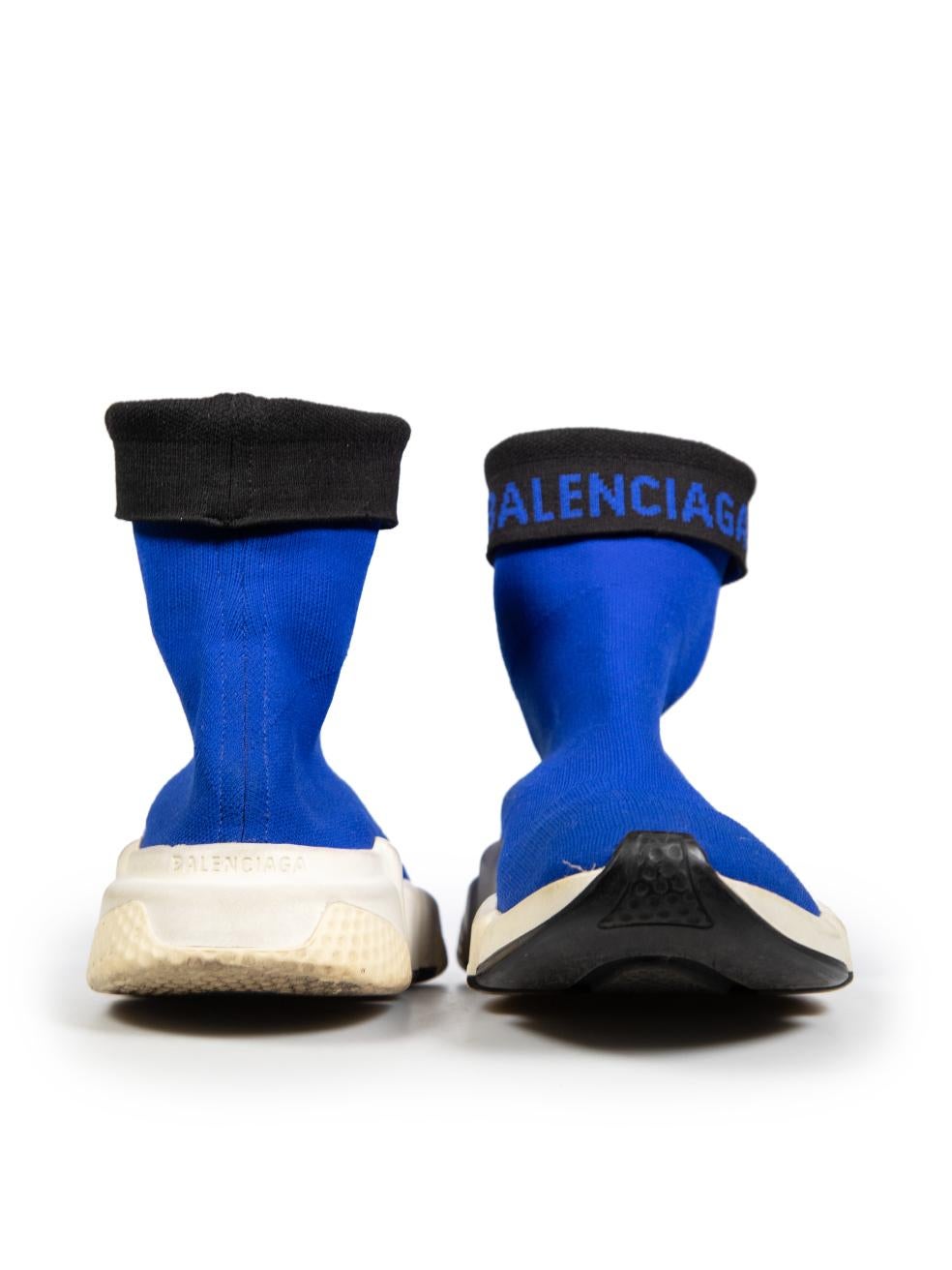 Balenciaga Blue Speed Sock Trainers Size UK 6 In Good Condition For Sale In London, GB