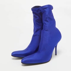 Balenciaga Blue Stretch Fabric Ankle Length Boots Size 38.5