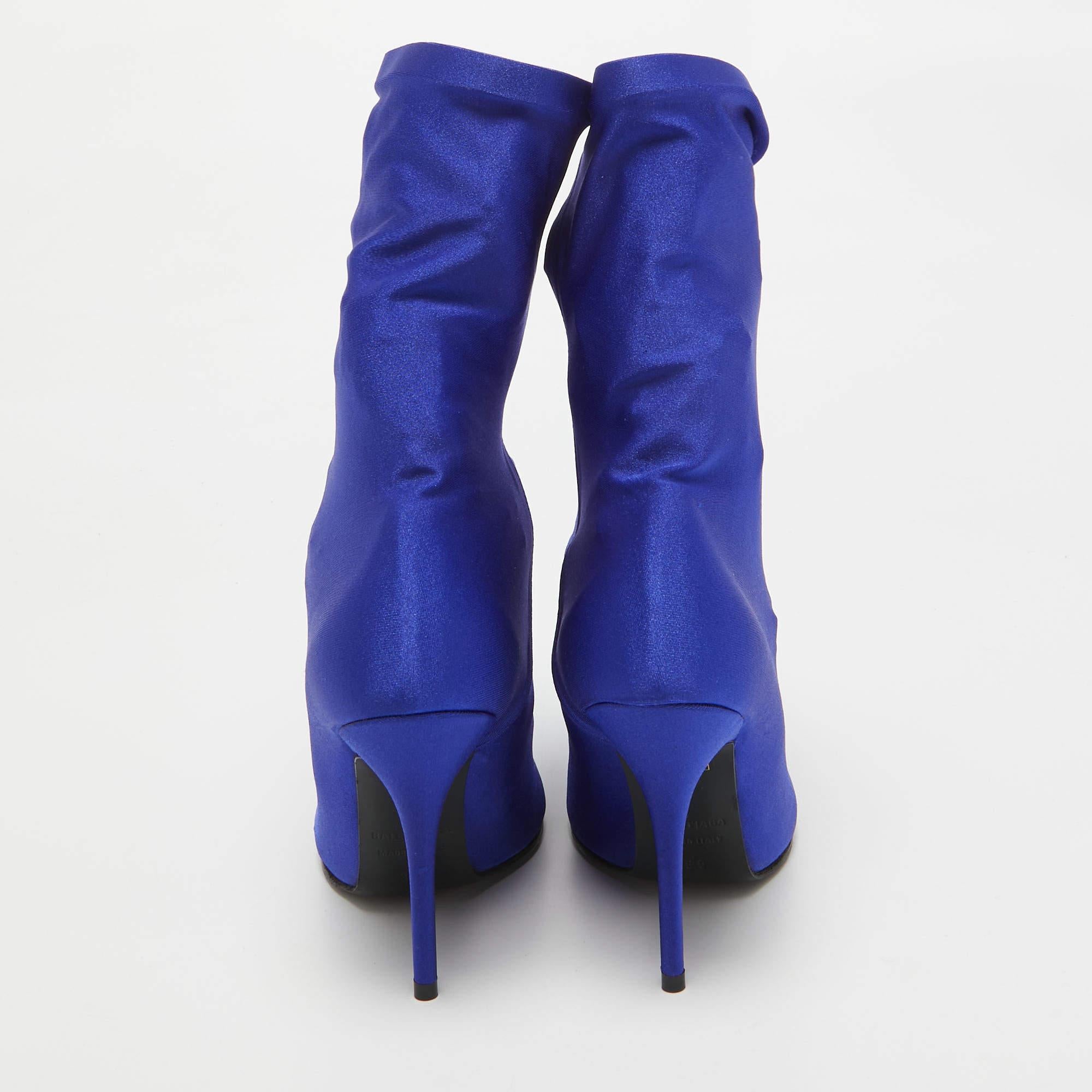 De las mujeres Balenciaga Botines de tejido elástico azul talla 38.5 en venta