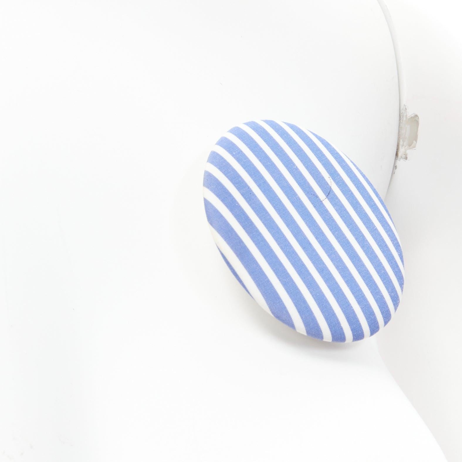 BALENCIAGA blue stripes fabric round badges studs earrings Set 3 For Sale 1