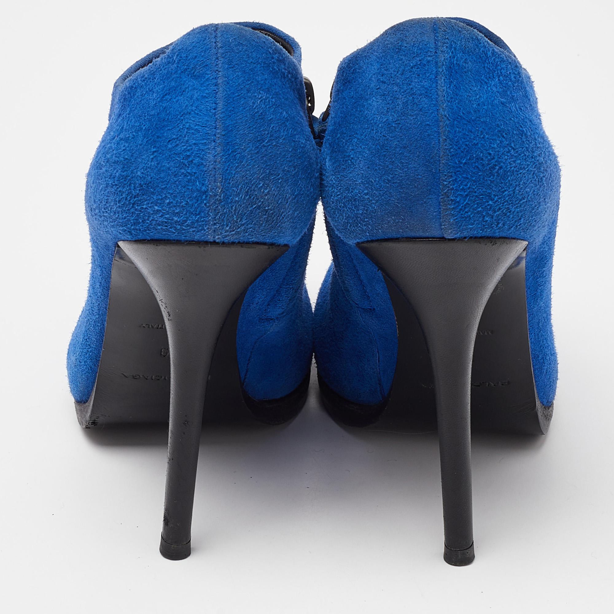 Balenciaga Blue Suede Ankle Booties Size 39 For Sale 1