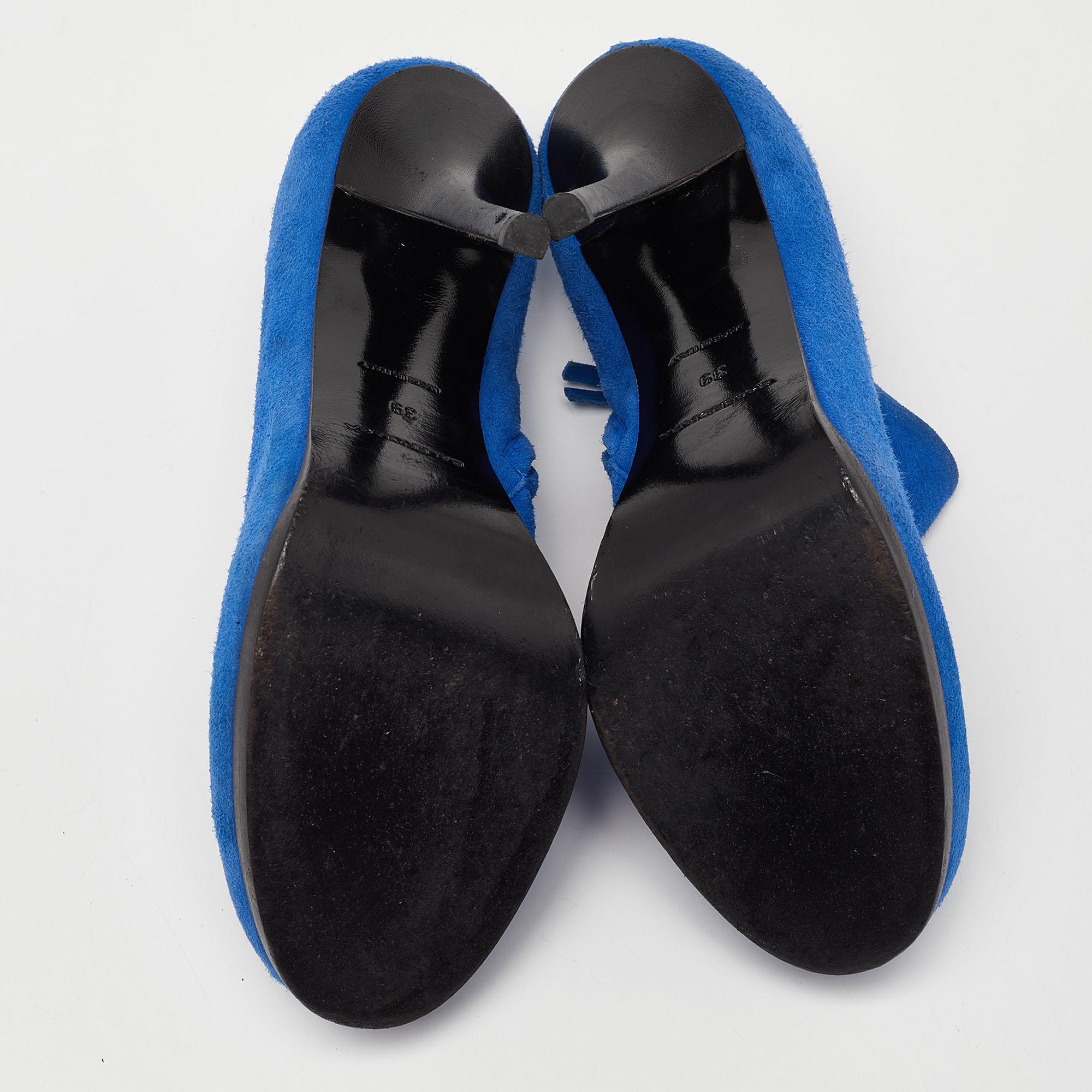 Balenciaga Blue Suede Ankle Booties Size 39 For Sale 2
