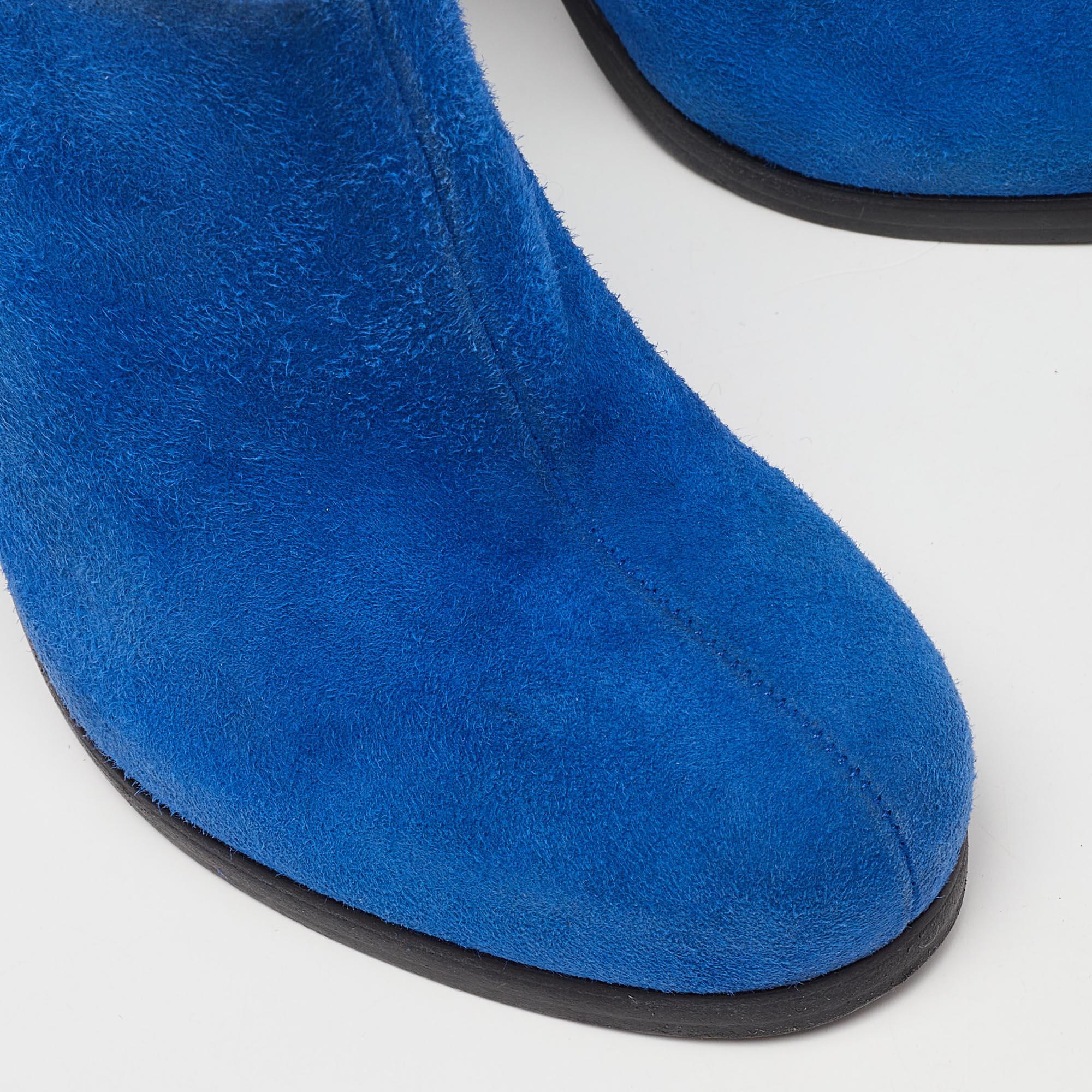 Balenciaga Blue Suede Ankle Booties Size 39 For Sale 3