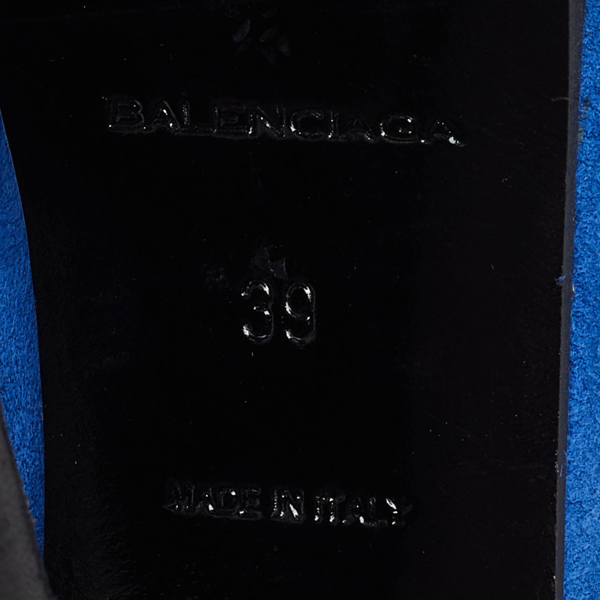 Balenciaga Blue Suede Ankle Booties Size 39 For Sale 4