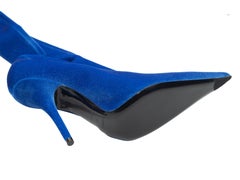 Balenciaga Blue Velvet Over-The-Knee Boots