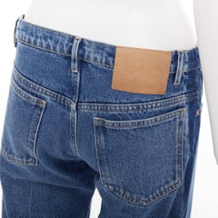 BALENCIAGA blue washed contrast side low waist wide cropped jeans FR36 S